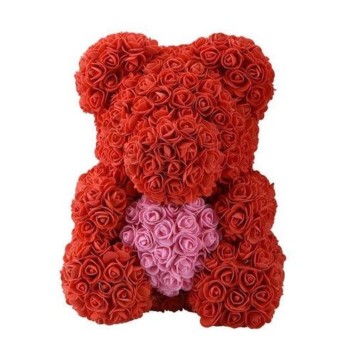 Red Love Heart Rose Bear